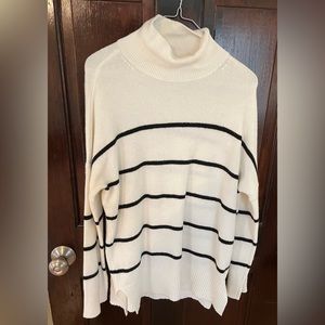 Oversized Striped Turtleneck